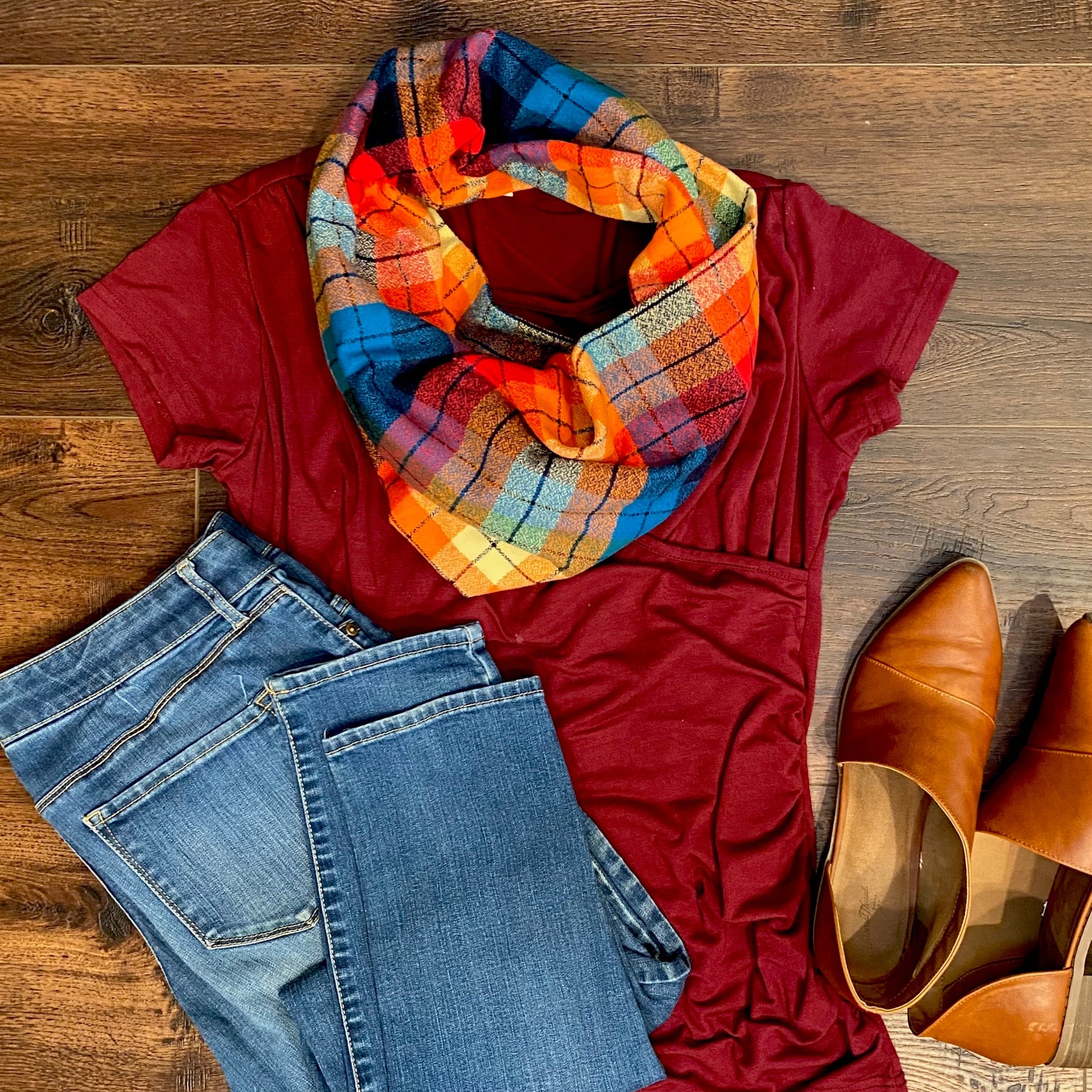Rainbow of Color Heathered Plaid Flannel Infinity or Blanket Scarf - Tampa Home & Garden Store