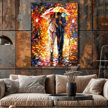 Canvas Print Rainy Romance by Tailored Canvases; vibrant leaf backdrop framed in lounge on Tampa Home & Garden Store