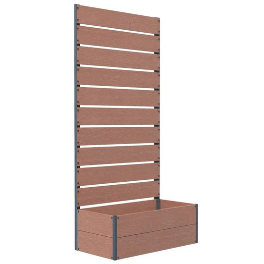 Raised Garden Bed Planter with Slatted Fence Trellis in Brown Wood Finish - Tampa Home & Garden Store
