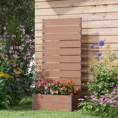 Raised Garden Bed Planter with Slatted Fence Trellis in Brown Wood Finish - Tampa Home & Garden Store