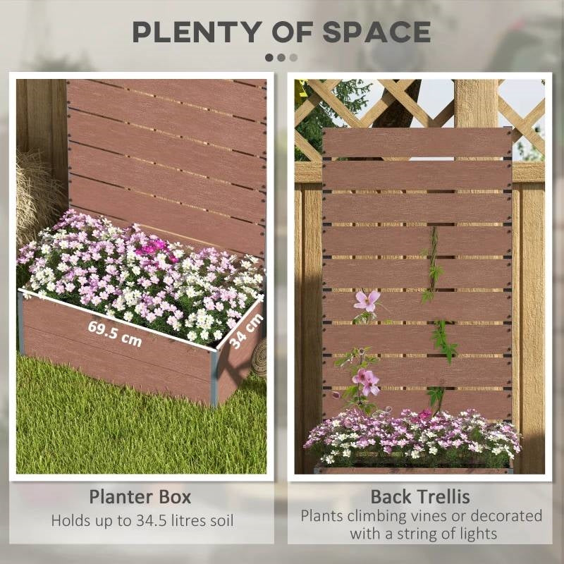Raised Garden Bed Planter with Slatted Fence Trellis in Brown Wood Finish - Tampa Home & Garden Store