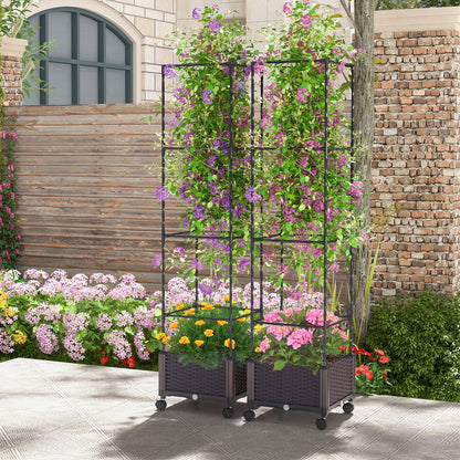 Arriate de jardín elevado de 170 cm con jardinera y enrejado