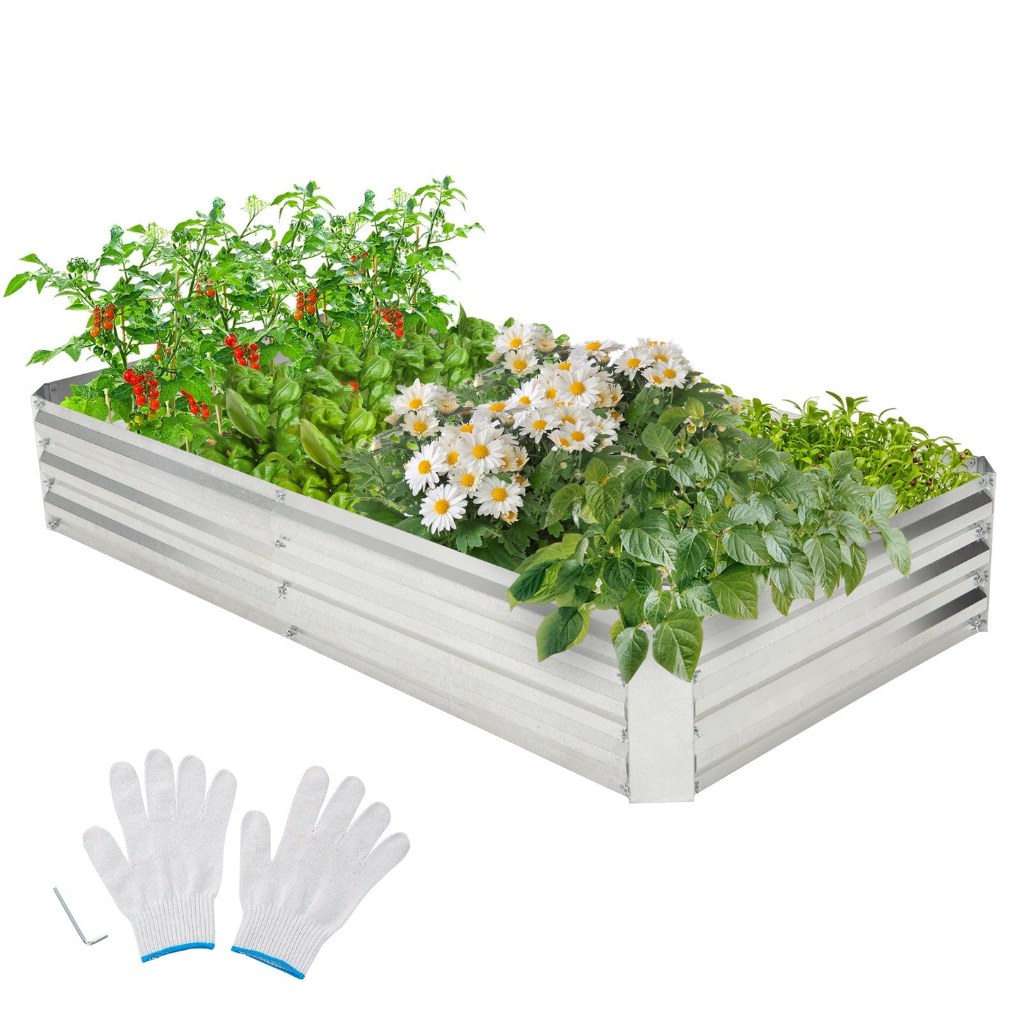 Cama de jardín elevada de metal galvanizado con base abierta - 6 x 3 pies