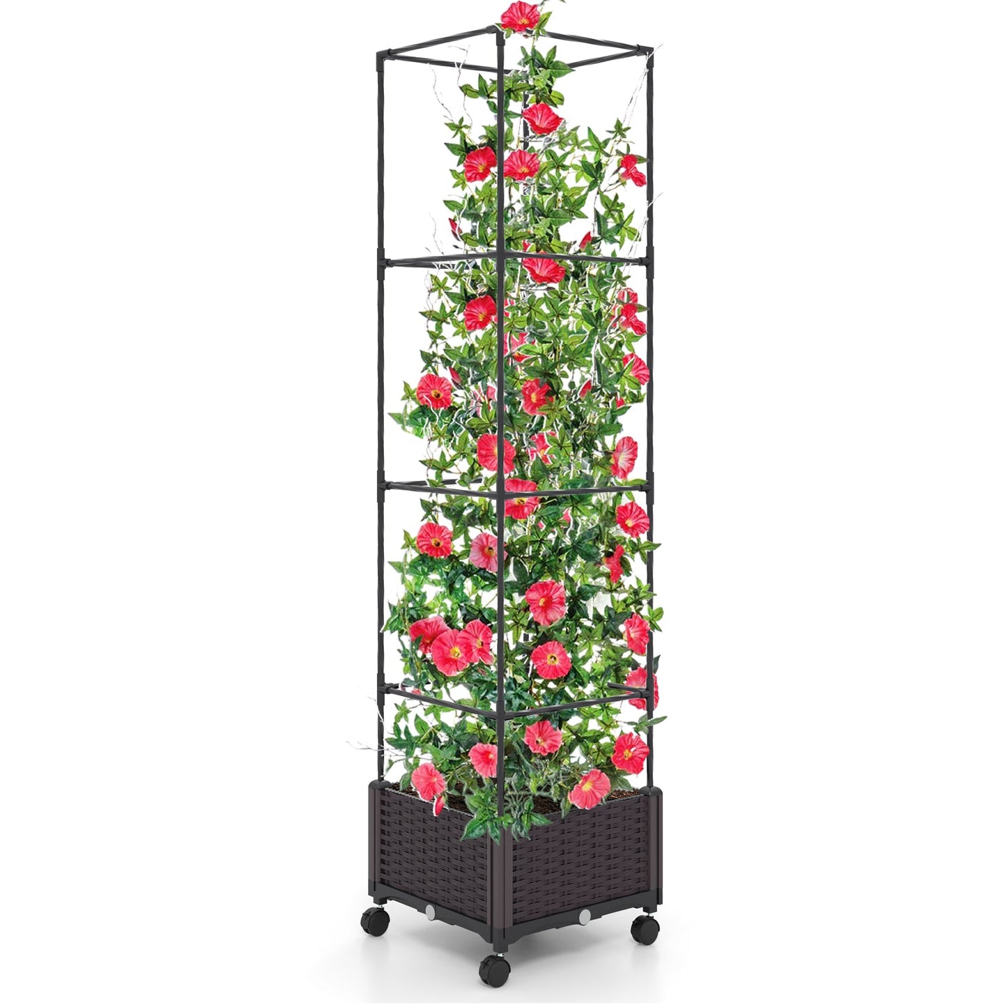 Arriate de jardín elevado de 170 cm con jardinera y enrejado