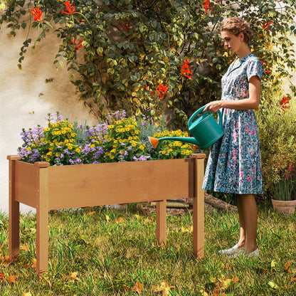 Cama de jardín elevada con patas y orificios de drenaje para patio trasero - Marrón
