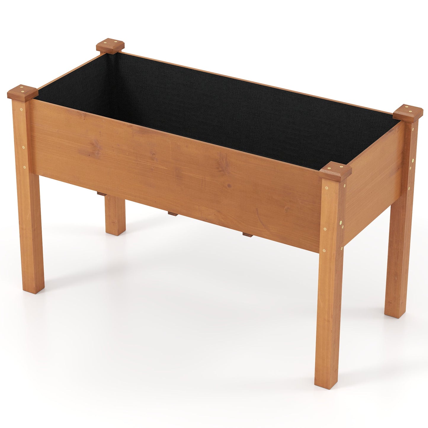 Cama de jardín elevada con patas y orificios de drenaje para patio trasero - Marrón