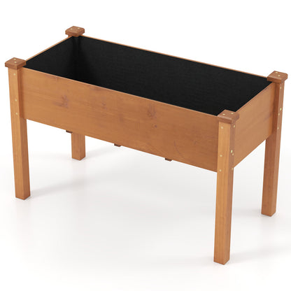 Cama de jardín elevada con patas y orificios de drenaje para patio trasero - Marrón