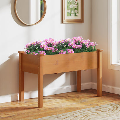 Cama de jardín elevada con patas y orificios de drenaje para patio trasero - Marrón