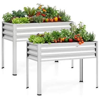 Raised Garden Bed Set of 2 Elevated Metal Planter
