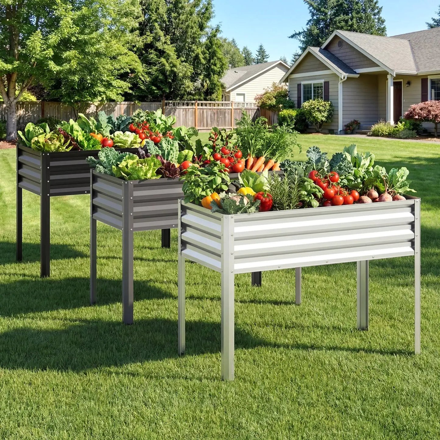 Raised Garden Bed Set of 2 Elevated Metal Planter