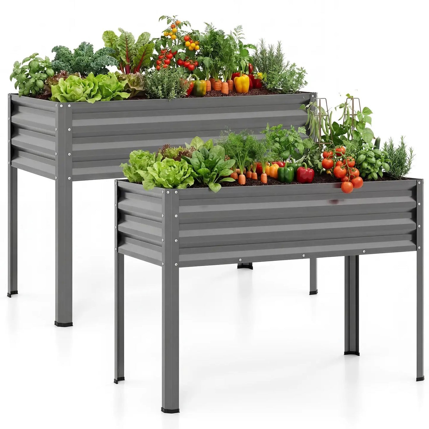 Raised Garden Bed Set of 2 Elevated Metal Planter