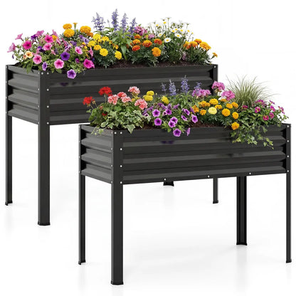 Raised Garden Bed Set of 2 Elevated Metal Planter