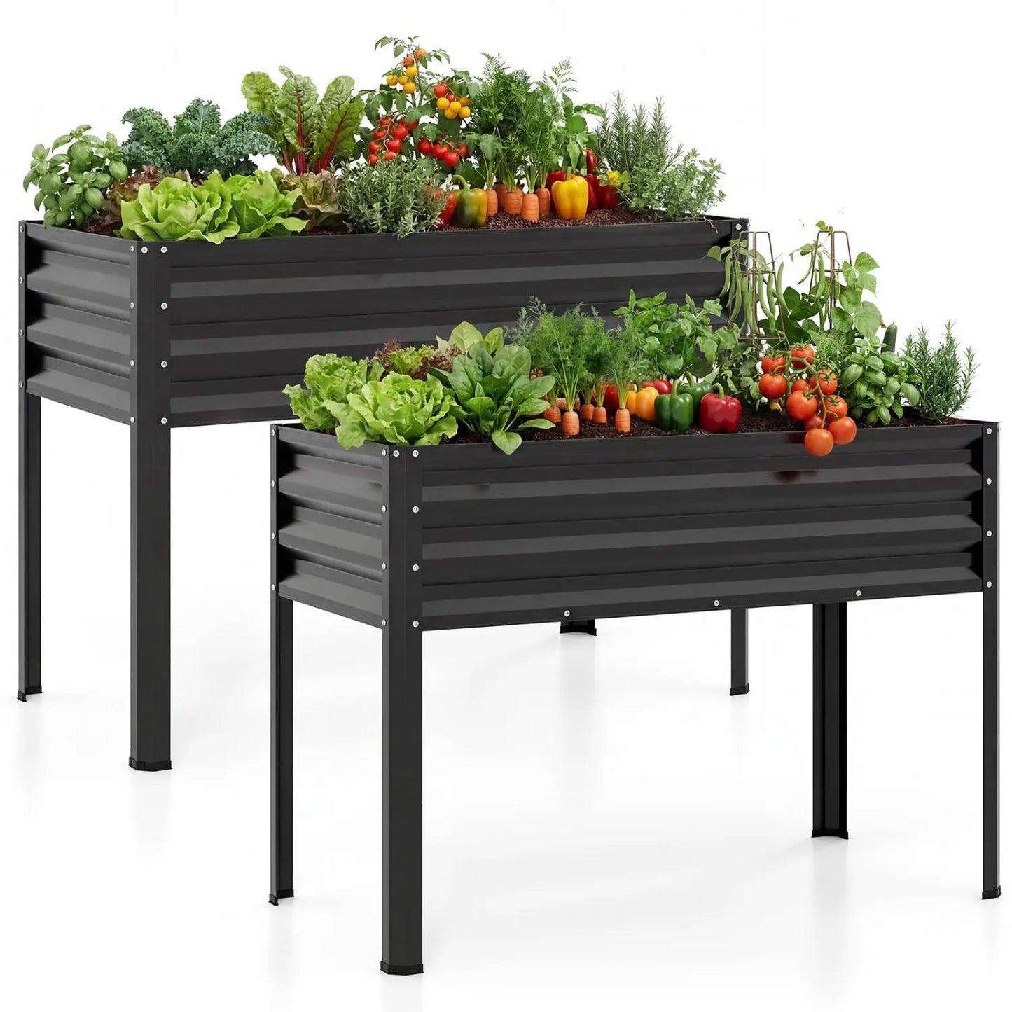 Raised Garden Bed Set of 2 Elevated Metal Planter