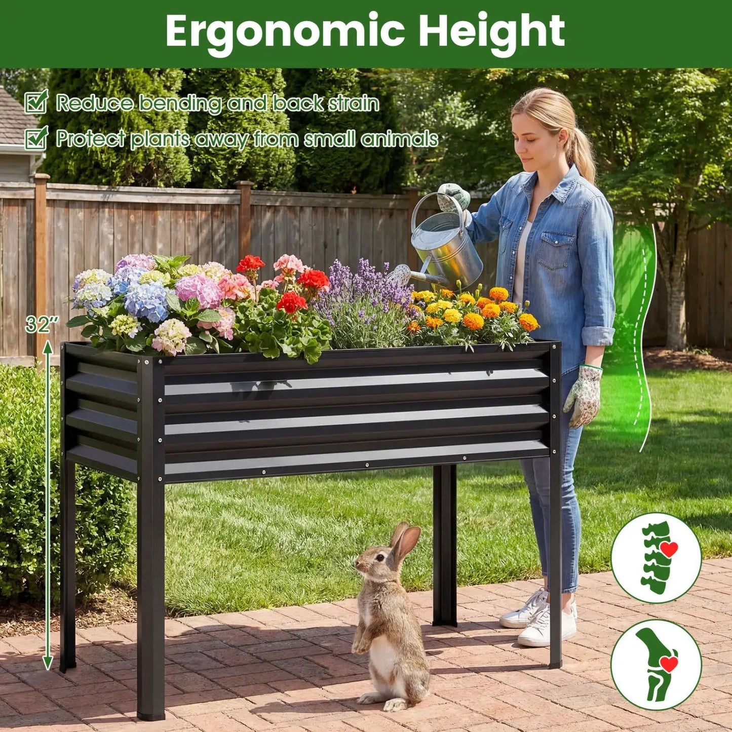 Raised Garden Bed Set of 2 Elevated Metal Planter