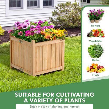 Mesa de cultivo elevada plegable de madera de abeto con fondo extraíble