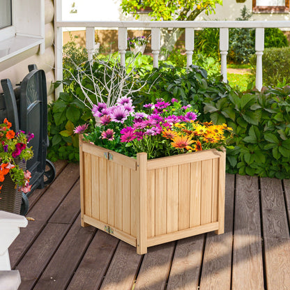 Mesa de cultivo elevada plegable de madera de abeto con fondo extraíble