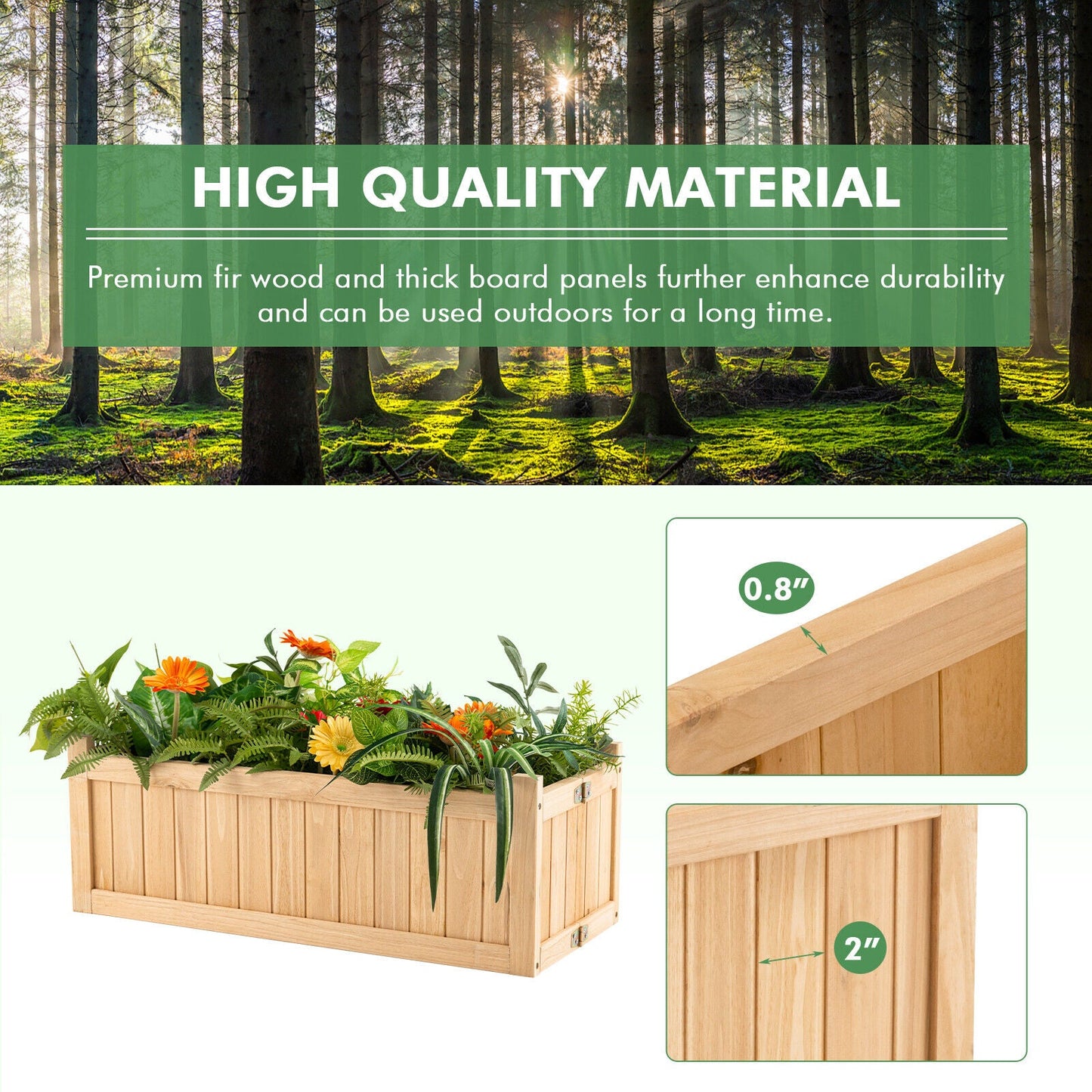 Jardinera elevada plegable de madera con fondo extraíble para hierbas, frutas y flores