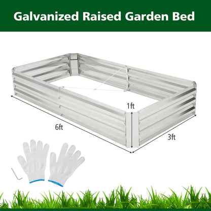 Cama de jardín elevada de metal galvanizado con base abierta - 6 x 3 pies