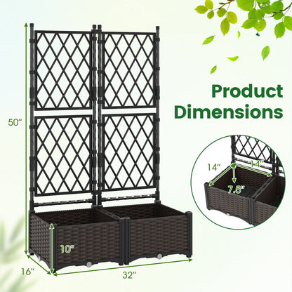 Raised garden bed with black lattice trellis, 2-panel planter, DirectDeals, 50in tall on Tampa Home & Garden Store