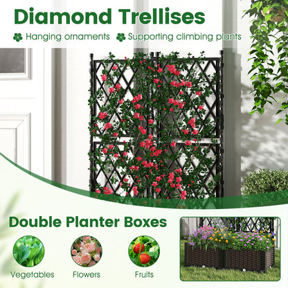 Diamond Trellises black lattice trellis with pink flowering vines on Tampa Home & Garden Store