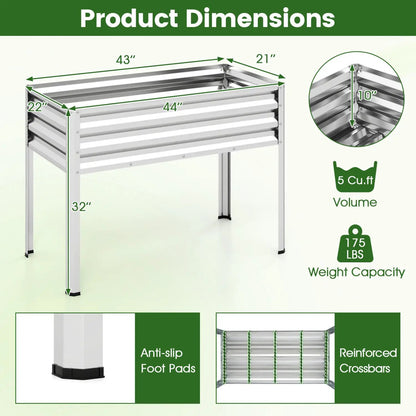 Raised Garden Bed with Legs Electro Coated Metal