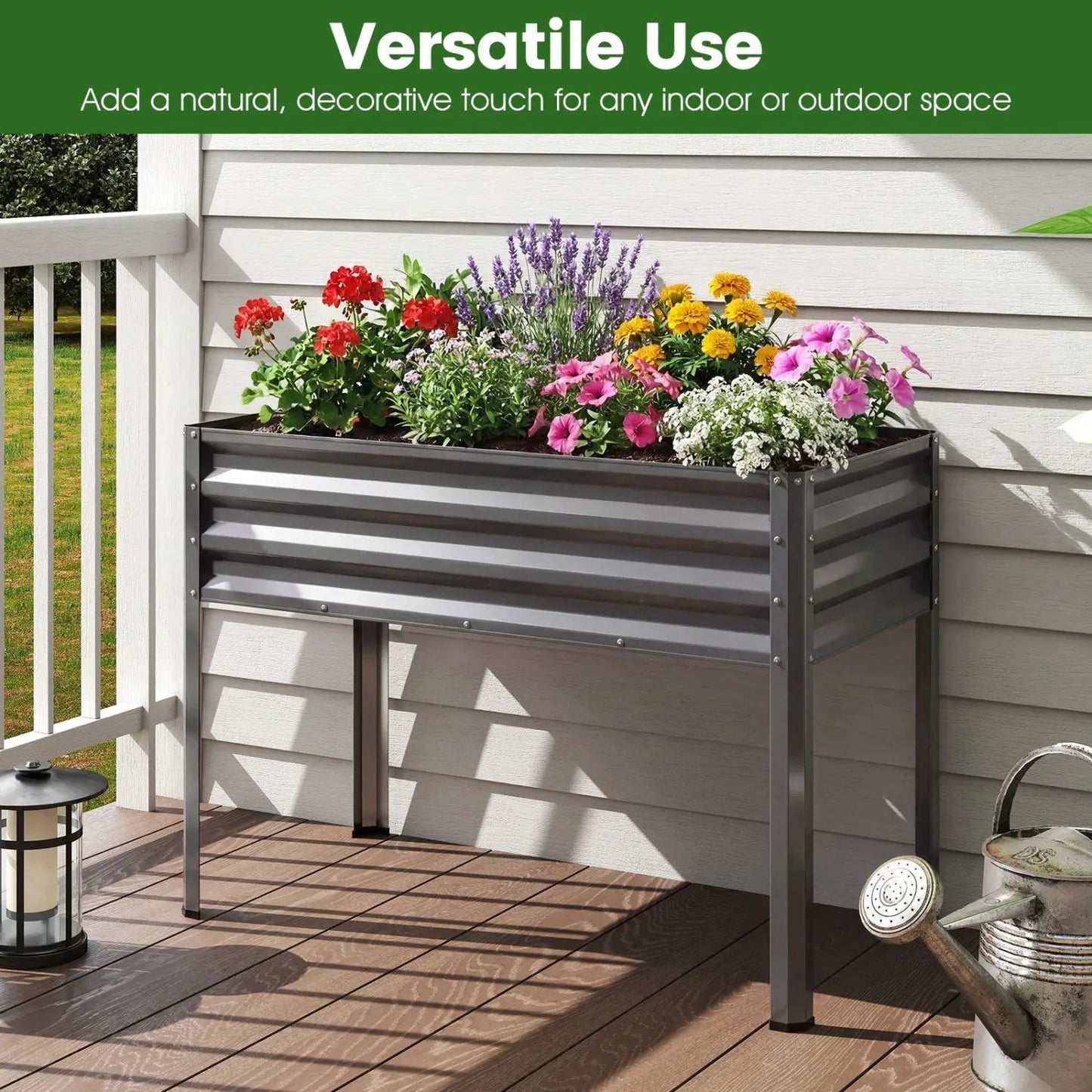 Raised Garden Bed with Legs Electro Coated Metal