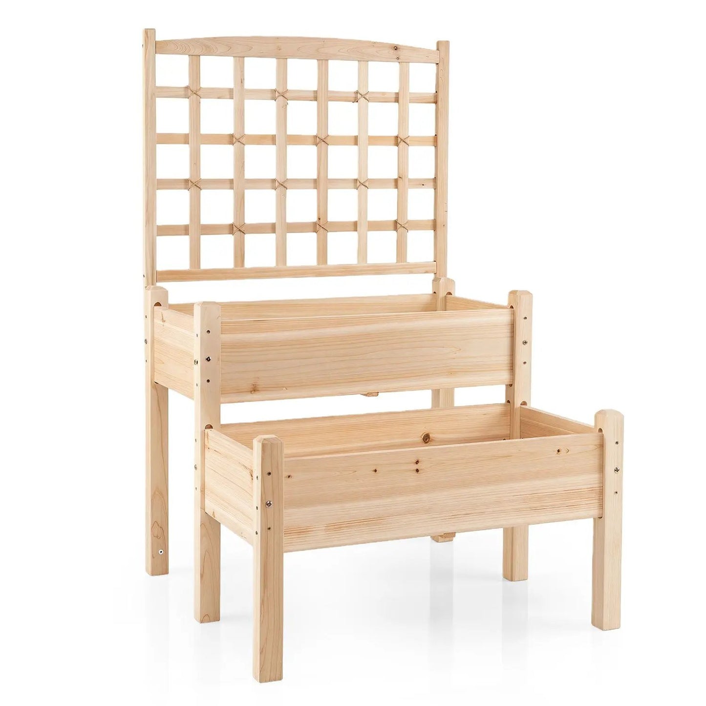 Two Tier Raised Garden Bed With Trellis Climbers