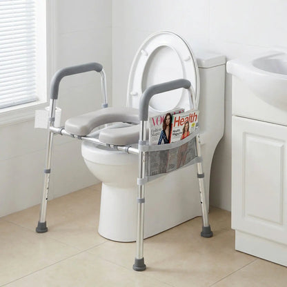 Raised Toilet Seat With Handles and Padded Arms