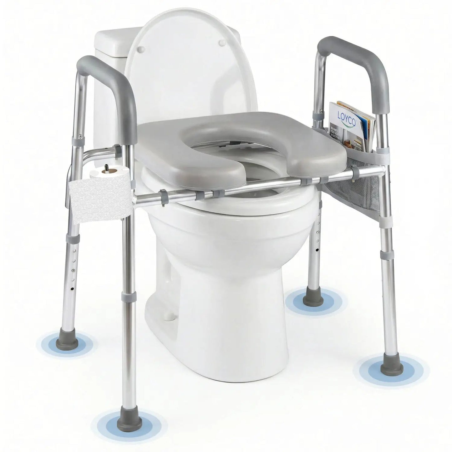 Raised Toilet Seat With Handles and Padded Arms