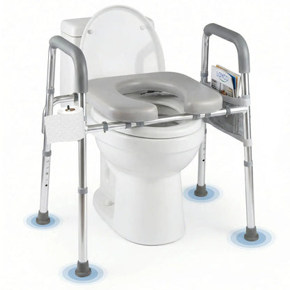 Raised Toilet Seat With Handles and Padded Arms
