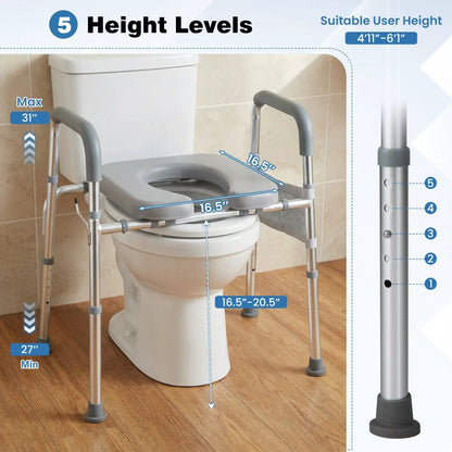 Raised Toilet Seat With Handles and Padded Arms