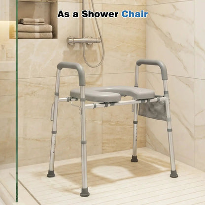 Raised Toilet Seat With Handles and Padded Arms