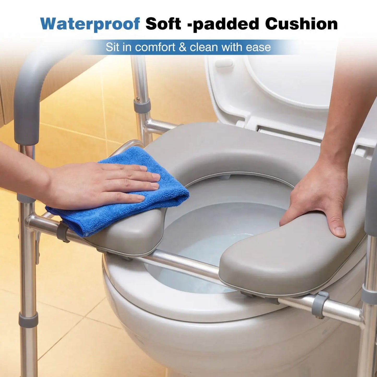 Raised Toilet Seat With Handles and Padded Arms