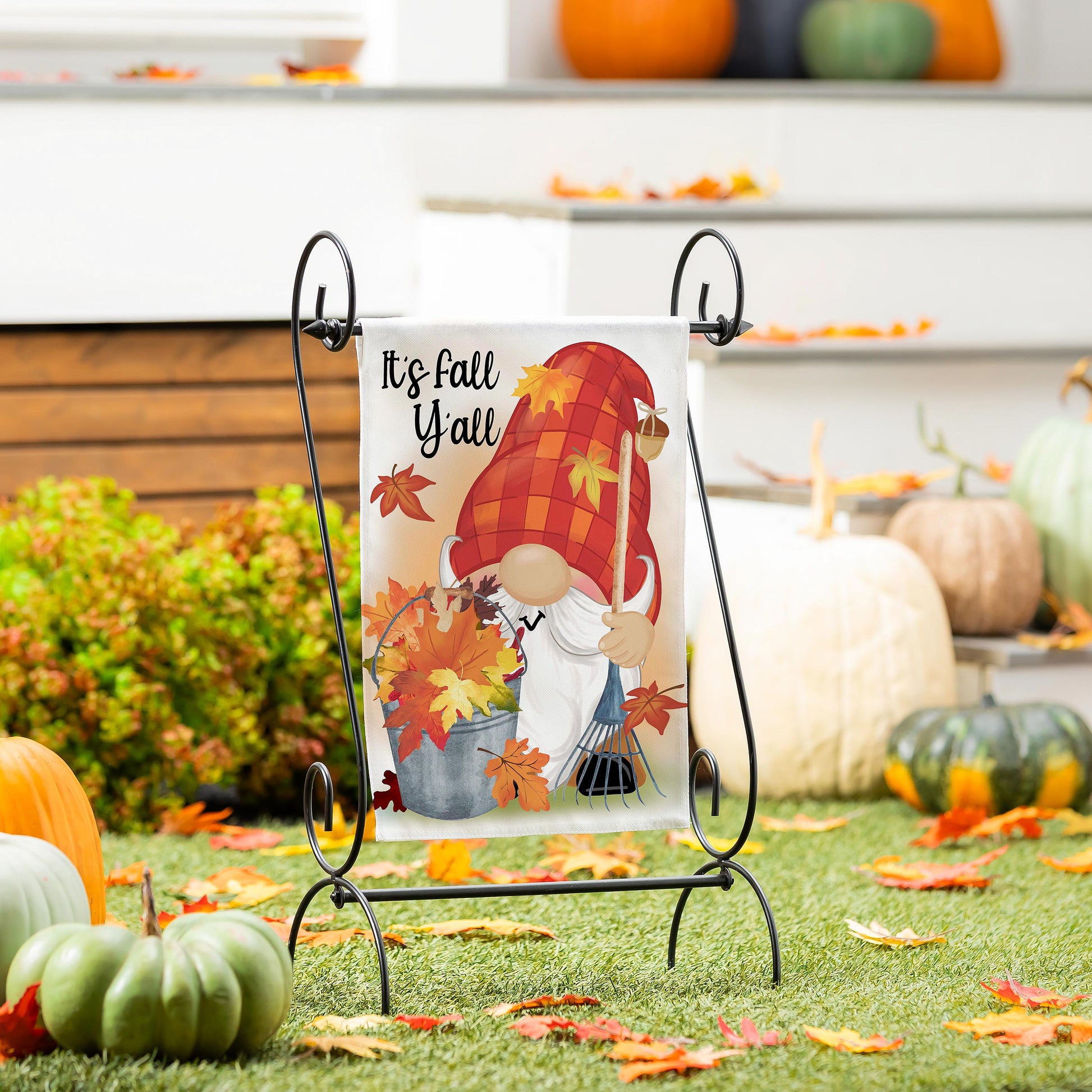 Raking Gnome Suede Garden Flag - Tampa Home & Garden Store