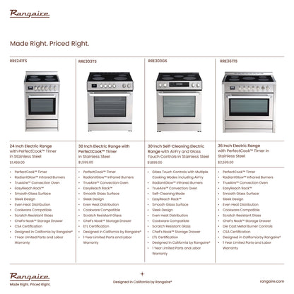 Rangaire 24" Electric Range AirFry Convection Oven Freestanding Stainless Steel RRE241TS - Tampa Home & Garden Store