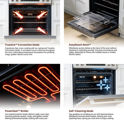 Rangaire 30" Electric Range Self-cleaning Air Fry True Convection Oven Slide-in Stainless Steel RRE303GS - Tampa Home & Garden Store