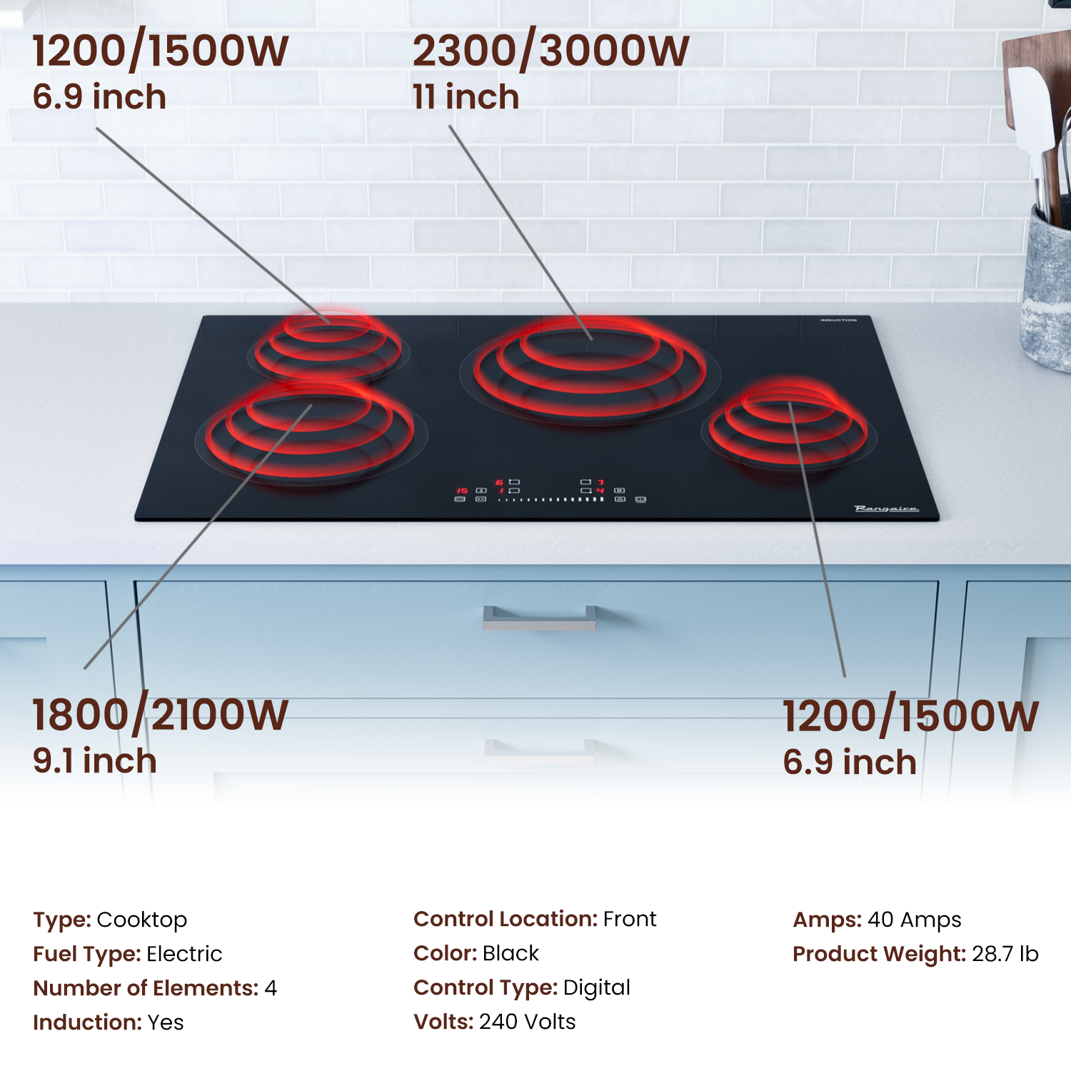 Rangaire 30" Induction Cooktop 4 Burners RCI301S - Tampa Home & Garden Store