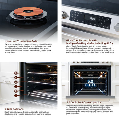 Rangaire 30" Induction Range Self-cleaning Air Fry True Convection Oven Slide-in Stainless Steel RRI303GS - Tampa Home & Garden Store