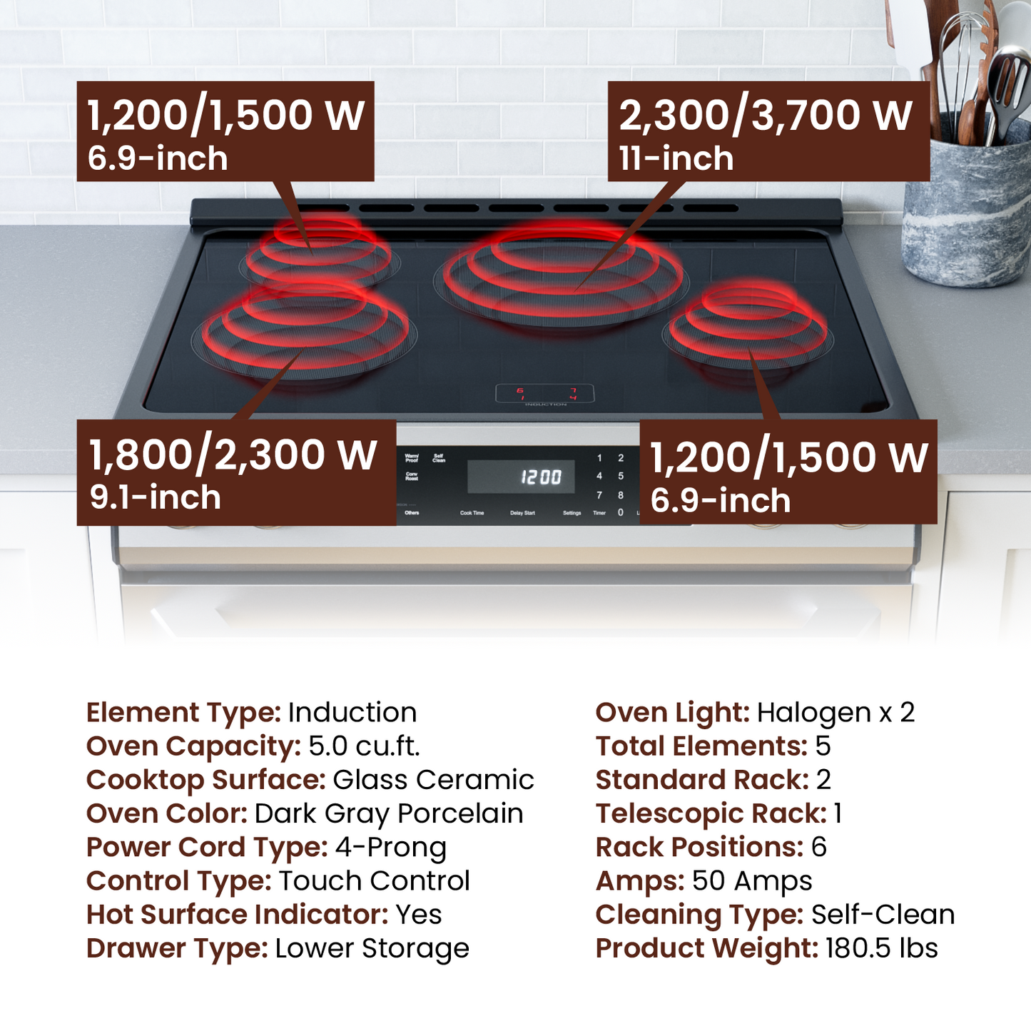 Rangaire 30" Induction Range Self-cleaning Air Fry True Convection Oven Slide-in Stainless Steel RRI303GS - Tampa Home & Garden Store