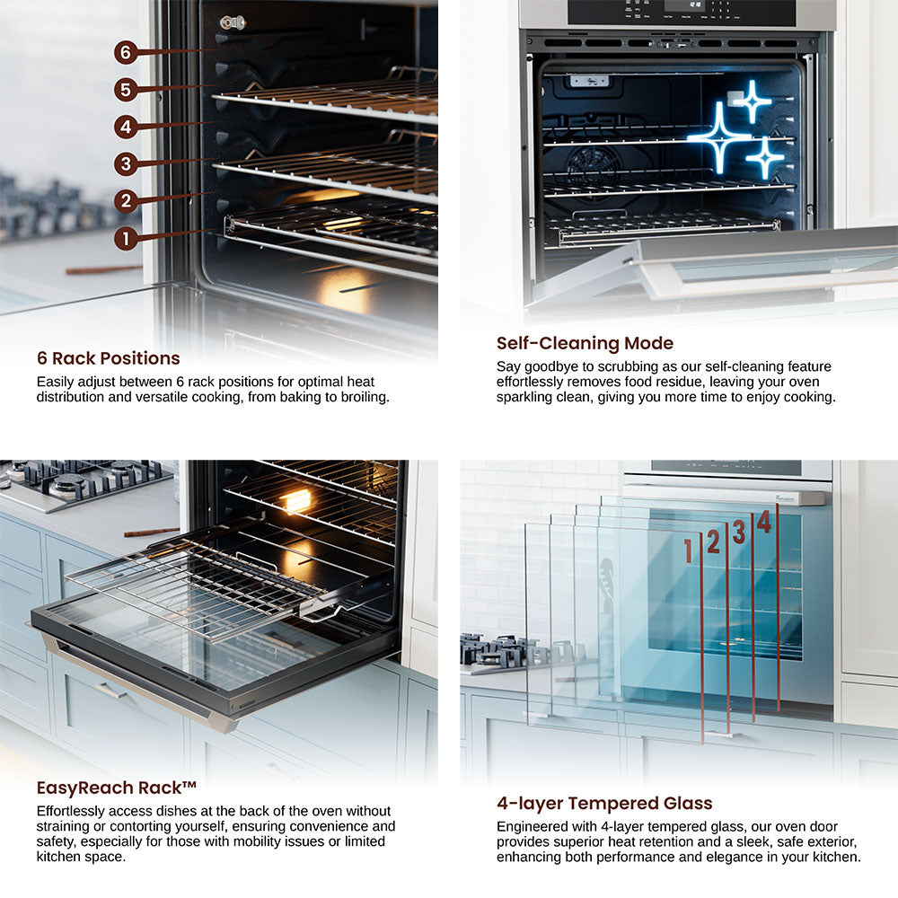 Rangaire 30" Single Electric Wall Oven Self-cleaning Air Fry True Convection Stainless Steel RWOS301GS - Tampa Home & Garden Store