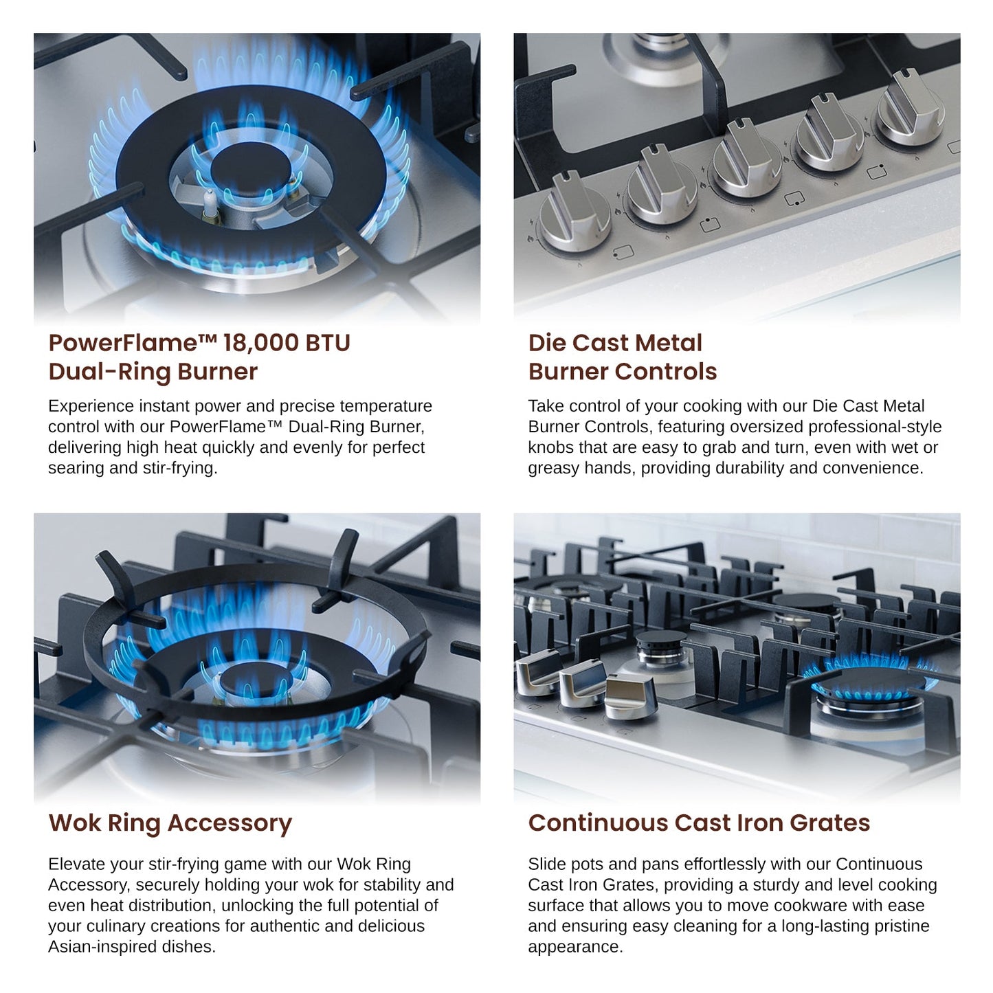Rangaire 34" Gas Cooktop 5 Burners Stainless Steel RCG341S - Tampa Home & Garden Store