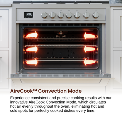 Rangaire 36" Gas Range Convection Oven Freestanding Stainless Steel RRG361TS - Tampa Home & Garden Store