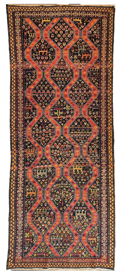 Rare Antique Handmade Caucasian Kazak Rug 4’ x 9’ - Tampa Home & Garden Store