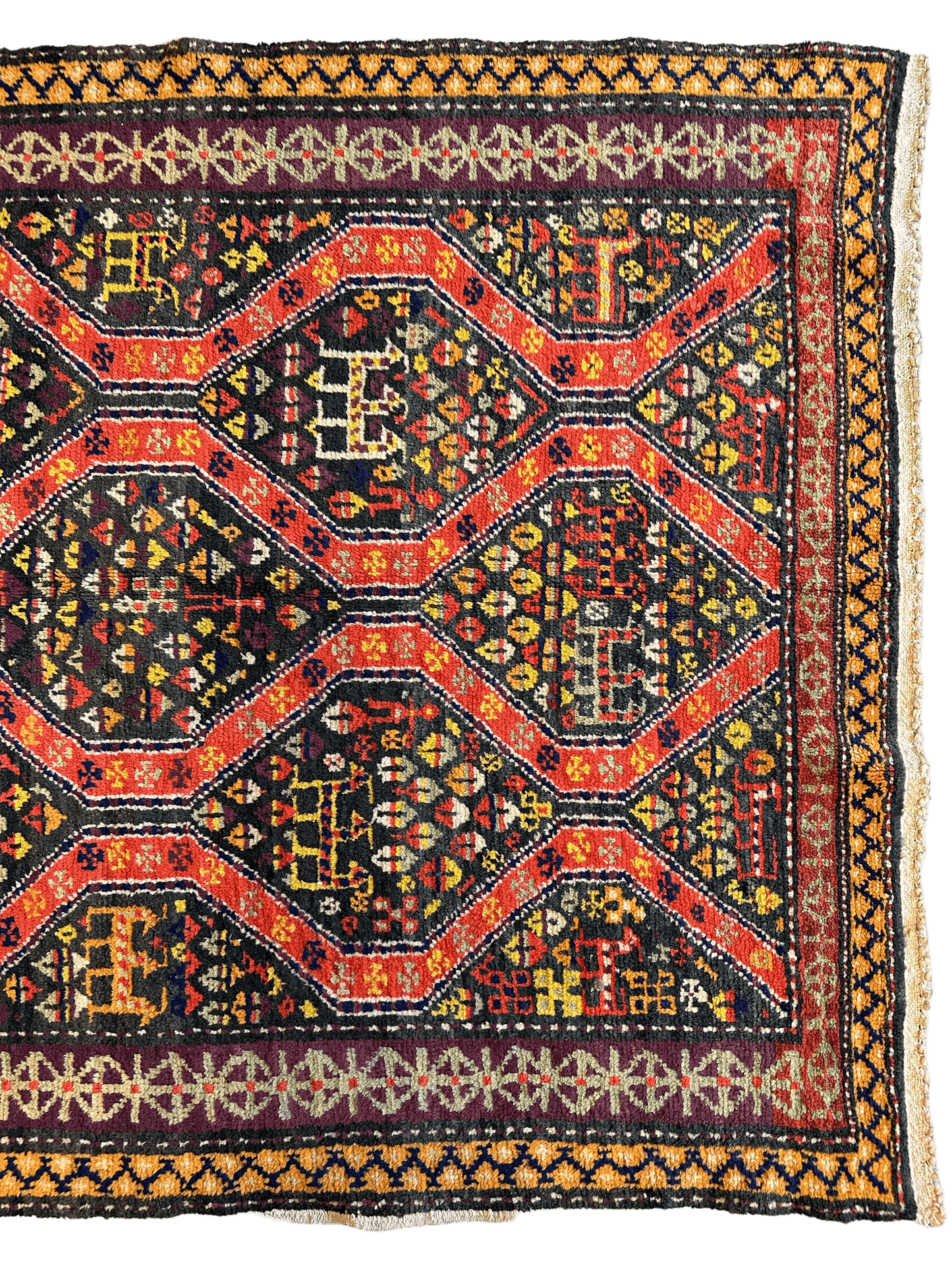 Rare Antique Handmade Caucasian Kazak Rug 4’ x 9’ - Tampa Home & Garden Store