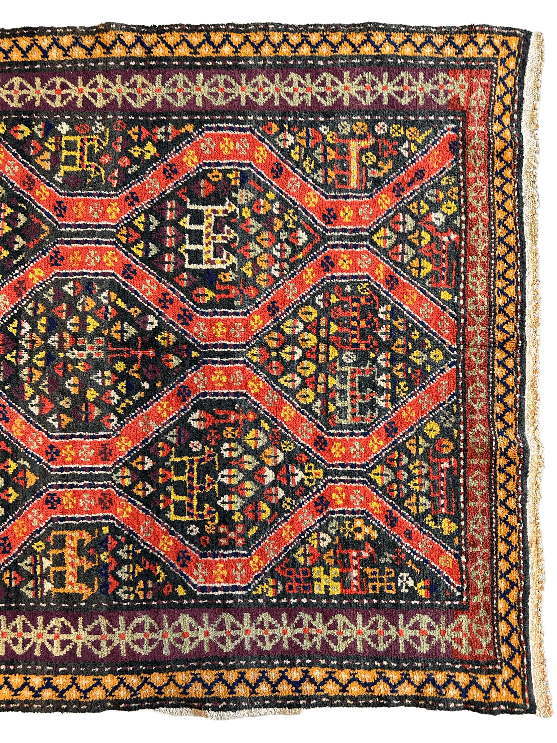 Rare Antique Handmade Caucasian Kazak Rug 4’ x 9’ - Tampa Home & Garden Store