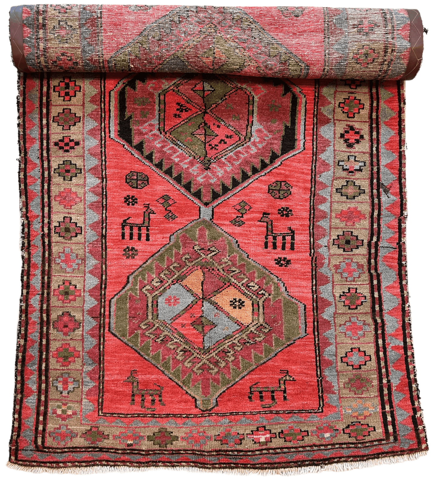 Rare Antique Handmade Caucasian Runner Rug 3’7" x 9’2" - Tampa Home & Garden Store
