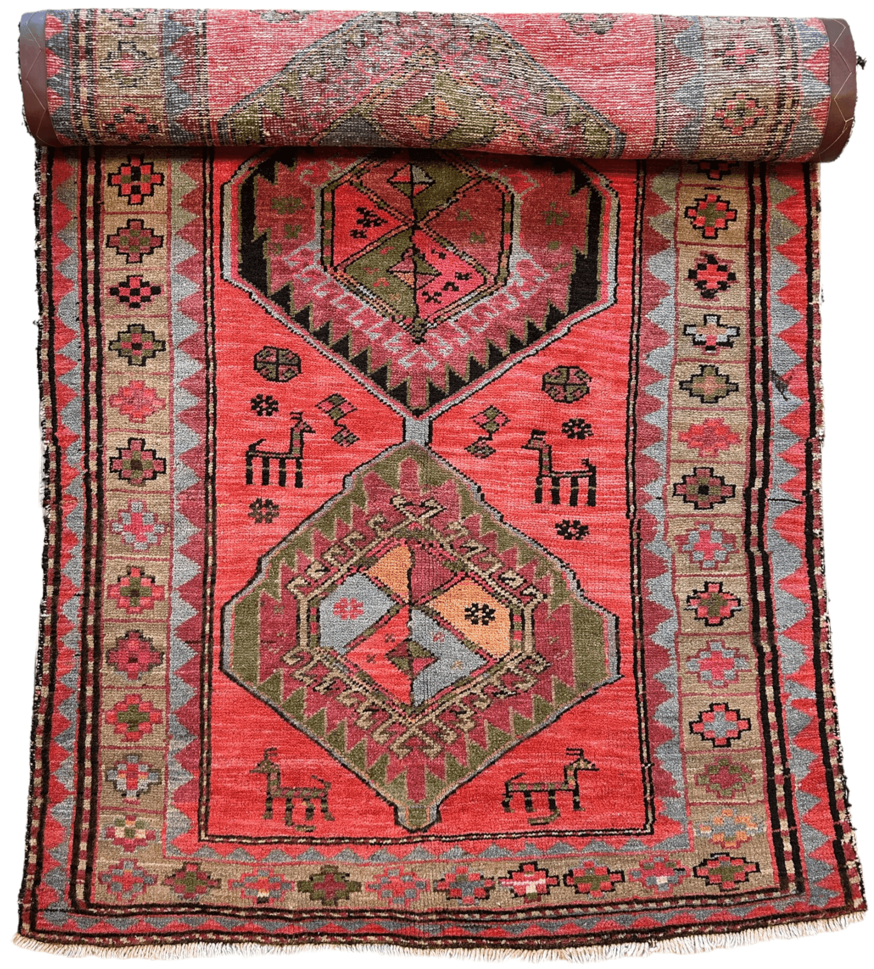 Rare Antique Handmade Caucasian Runner Rug 3’7" x 9’2" - Tampa Home & Garden Store