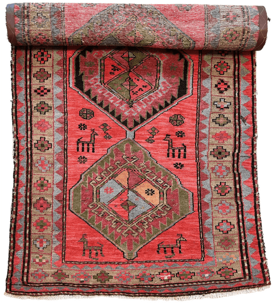 Rare Antique Handmade Caucasian Runner Rug 3’7" x 9’2" - Tampa Home & Garden Store