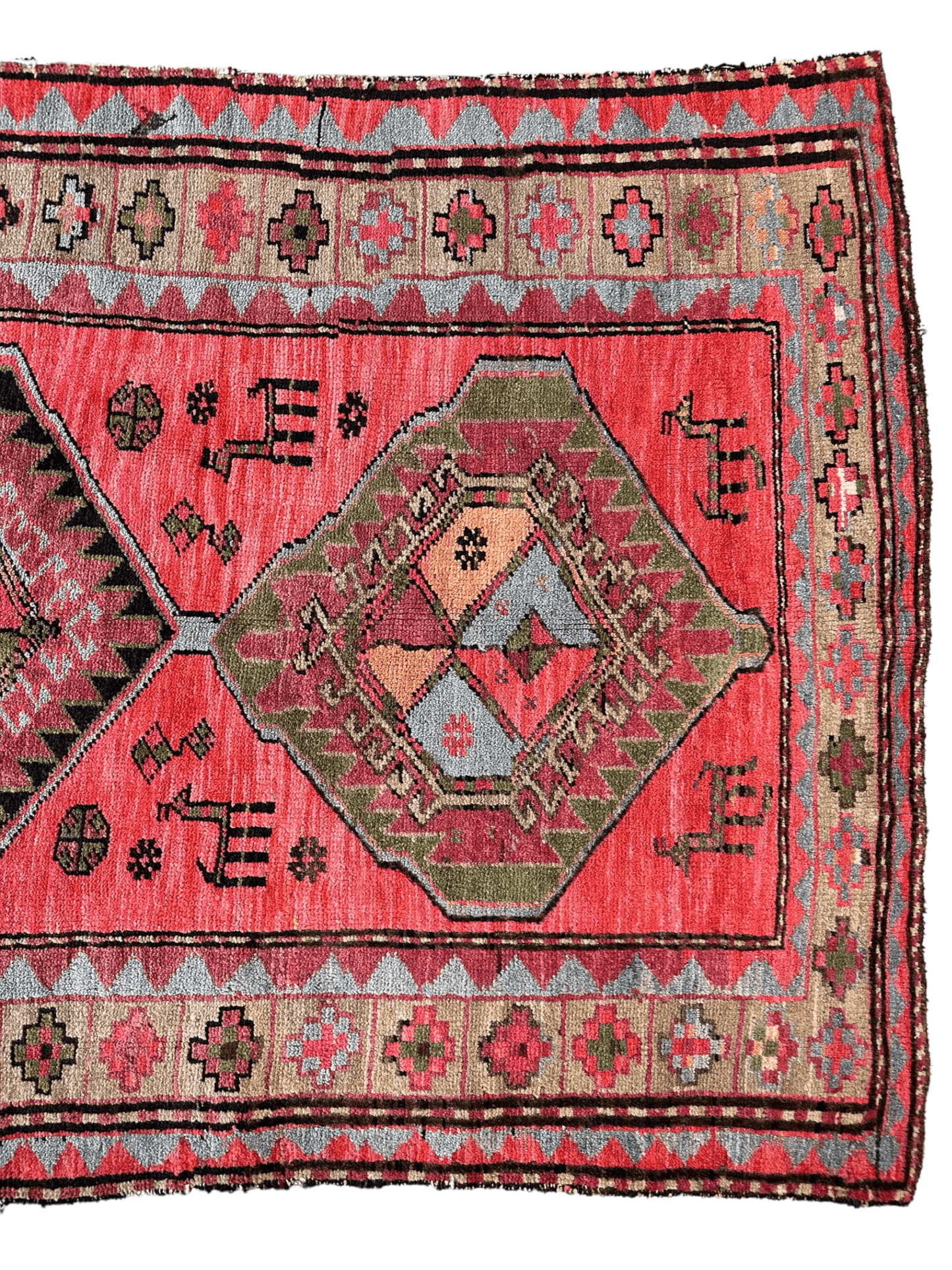 Rare Antique Handmade Caucasian Runner Rug 3’7" x 9’2" - Tampa Home & Garden Store