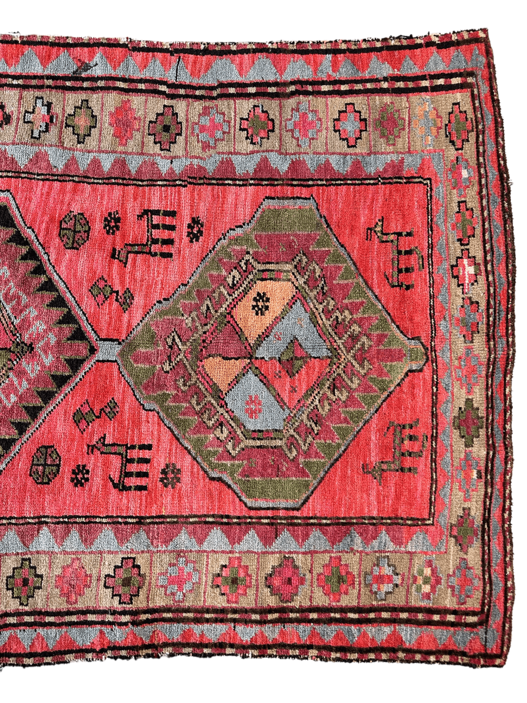 Rare Antique Handmade Caucasian Runner Rug 3’7" x 9’2" - Tampa Home & Garden Store